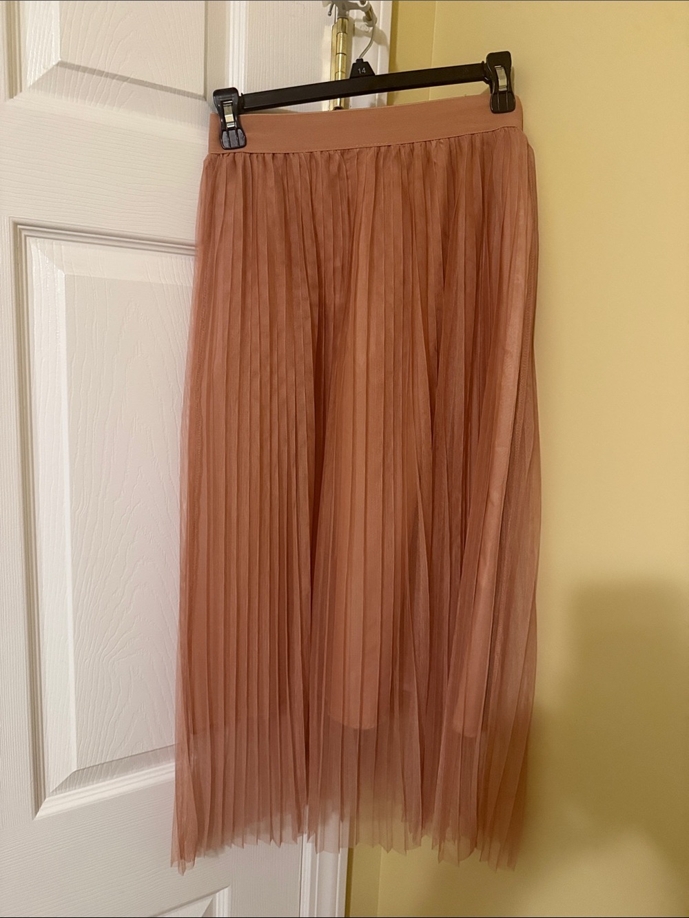 Zara Pleated Tulle Midi Skirt - Rose Clay